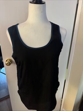 BCBG Black Scoop Neck Tank with Blue Trim
